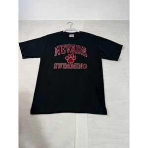 Zees Nevada Swimming T-Shirt Mens Medium Black Heavyweight Blend Paw Print Tee